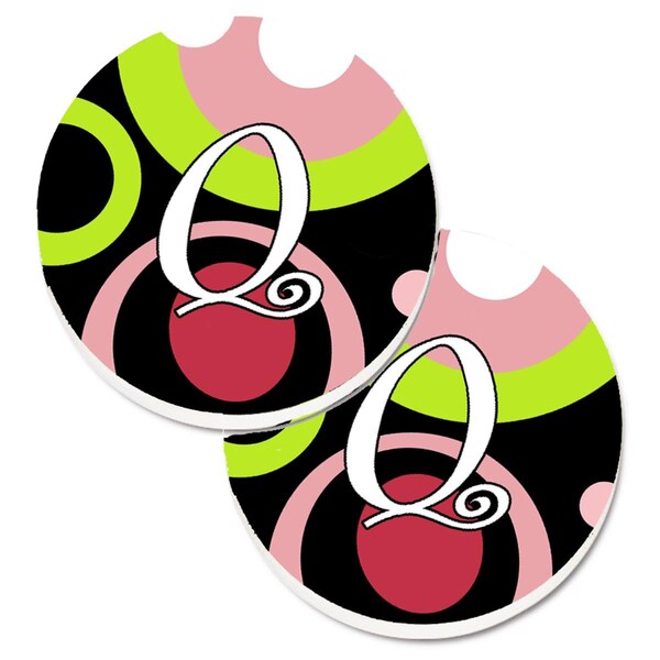 Carolines Treasures Letter Q Monogram Retro in Black Set of 2 Cup Holder Car Coaster AM1002-QCARC - main